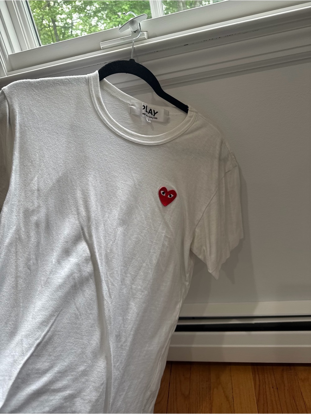 Comme des Garcons PLAY White Tee with Red Heart Patch - Men’s